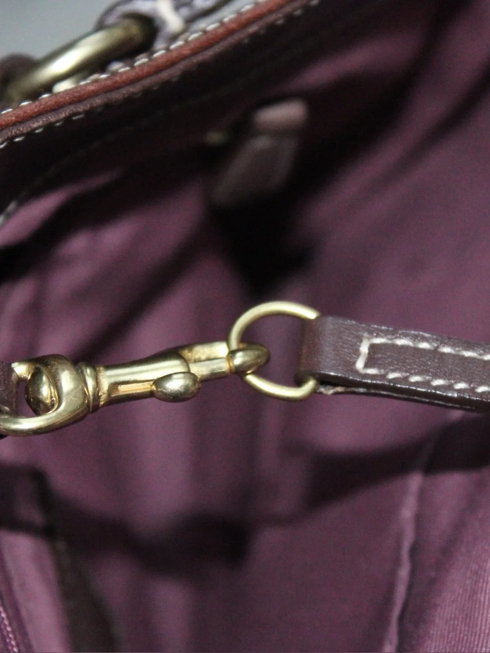 Coach Brown Patchwork Signature Canvas & Leather Shoulder Bag with Gold Hardware